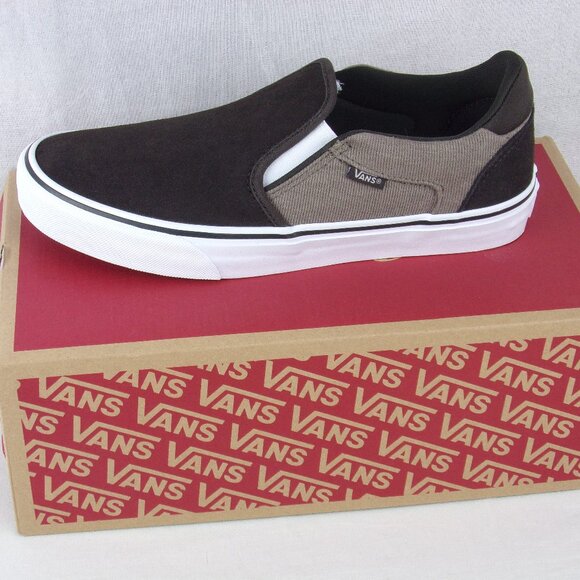 Vans Asher Deluxe Skate Shoes 9 Brown Slip-On VN000CSYCFF Comfort Textile